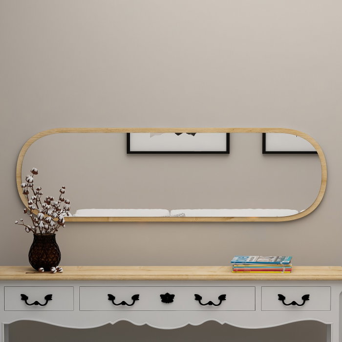 Hanah Home Espejo Ovalado Cuerpo Entero 40x120 cm, Fabricado en MDF, Flotal-E Ecológico, Elegante y Duradero para Salón o Dormitorio
